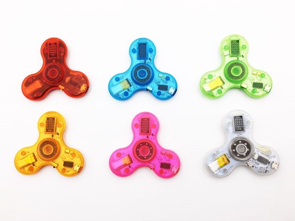 Yeni Kristal Bluetooth Ses Fidget Spinner Oyuncaklar El Spinners LED Işık USB Şarj Anahtarı Düğmesi EDC Parmak Dekompresyon Anksiyete Oyuncak 100