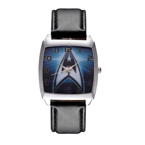

watches wristwatches cartoon boy women's girl children students rectangle dial black leather strap quartz wrist watch 02, Silver