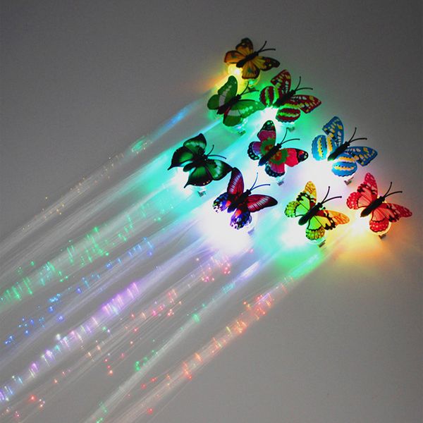 

novelty lighting butterfly flash hair led braid women colorful luminous hair clips fiber hairpin light up party halloween night xmas decor b