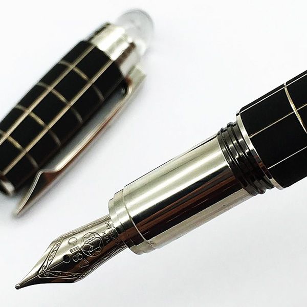 

luxury Classique black checkered Fountain Pen 14k 4810 nib white star crystal top Ink Pen with series number