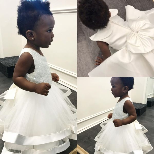 South Africa Flower Girl Dresses For Weddings Bow Tiered Beads