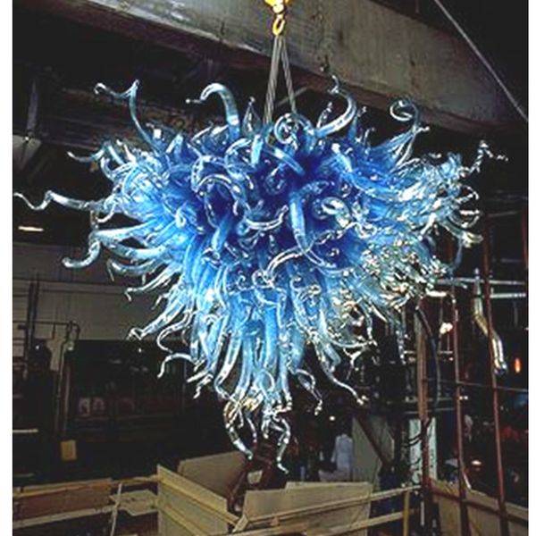 Moderno Triângulo Azul Cobalto Lustre Arte Lâmpadas LED Lustre de Vidro Soprado Dia dos Namorados Decoração de Escada