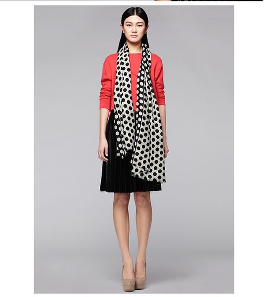 

2016 winter european new printed white rainbo scarves shawl black girls fashion style color polka and style autumn women's scarf jhlge, White;black