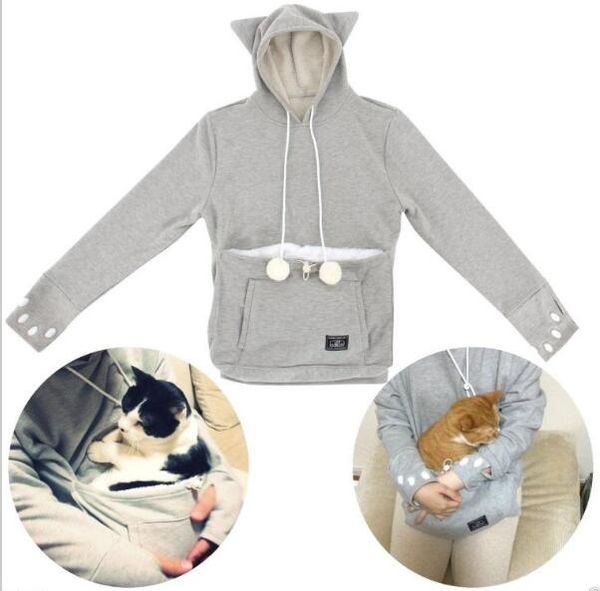 

wholesale- mewgaroo nyangaroo cat dog pet casual kangaroo coat hoodie japanese kangaroo grey cat casual hoodie sweatershirts, Black