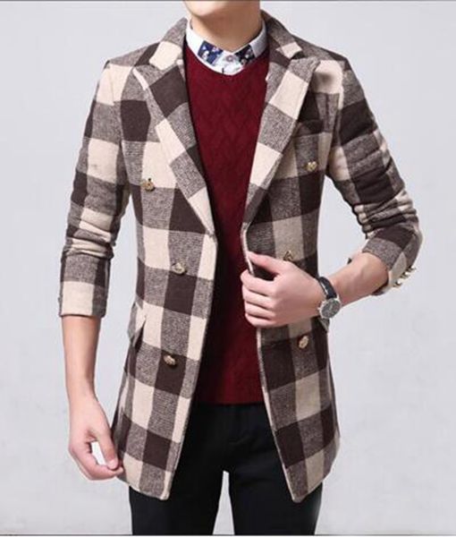 

han edition of high-grade men's autumn/winter in europe and the fine woolen cloth new fashion trench coat / m-3xl, Black