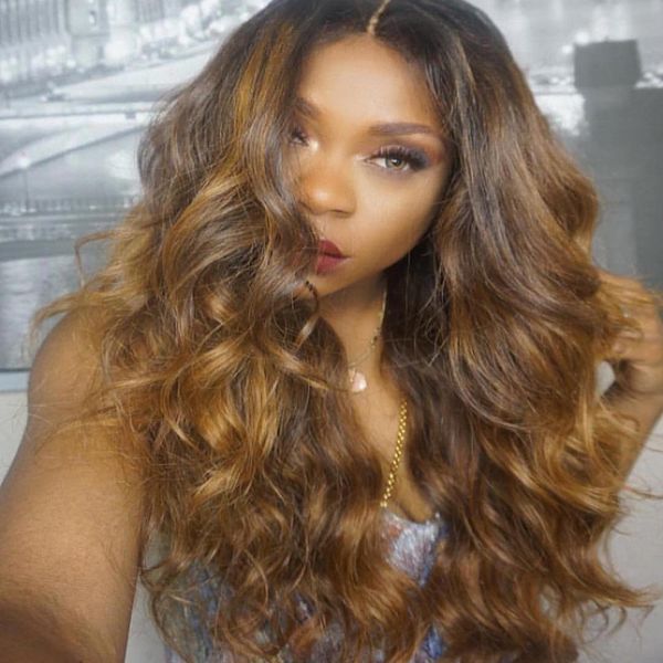 

Full lace human hair wig ombre two tone 1bt27 brazilian virgin hair 150 den ity natural hairline gluele bleached knot
