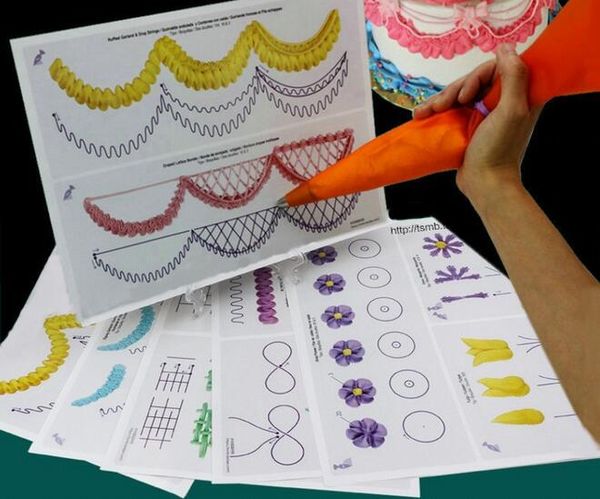 

23 шт./компл. торт обледенения трубопроводов diy практика чертежной доски шаблон бумаги декор практика шаблон вставить фондант украшения