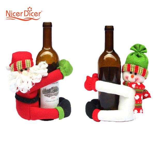 

wholesale-lovely snowman santa claus towel holder wine bottle cover wine bottle holder christmas dinner table decors artigos de nata