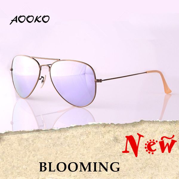 

aooko men women sunglasses alloy bronze frame lavender platinum rose cherry peach pink glass lens sunglasses 58mm 62mm with case, White;black