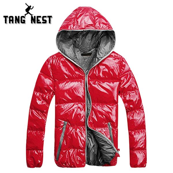 

wholesale- tangnest 2017 new arrival fashion hooded parka new design 5 colors bright windproof male asian size coat mwm1503, Black