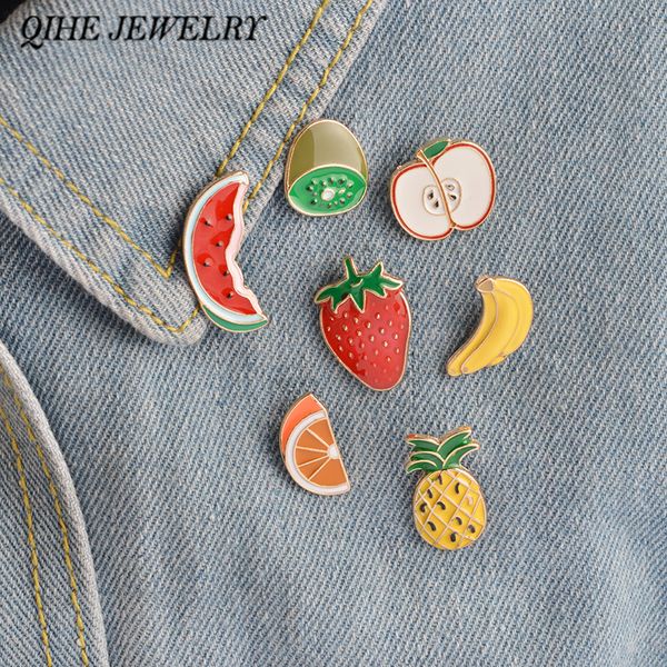 

fruit brooch jewelry cute pins watermelon kiwi strawberry orange banana apple pineapple fruit brooch pin badge vintage fruit jewelry, Gray