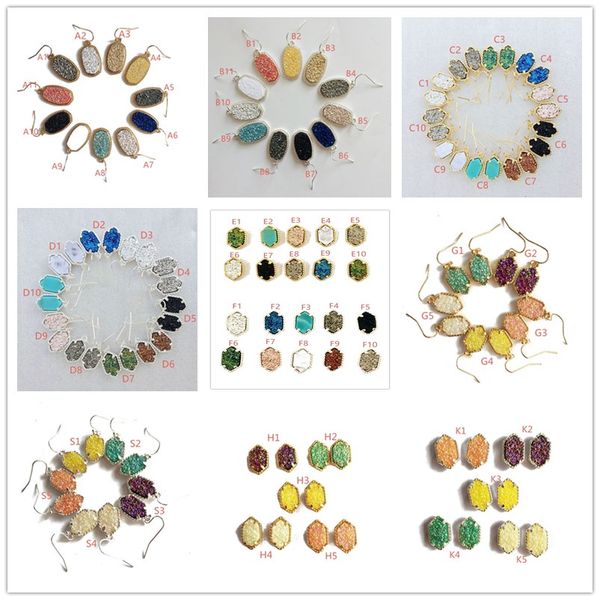 

fashion 10 style druzy drusy earrings silver gold plated geometric faux natural stone dangle earrings for women jewelry