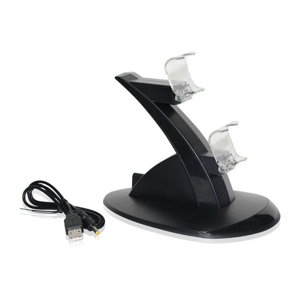 

новый оптовый игровой контроллер аккумулятора зарядное устройство blue light dual usb зарядное устройство зарядное устройство для ps4