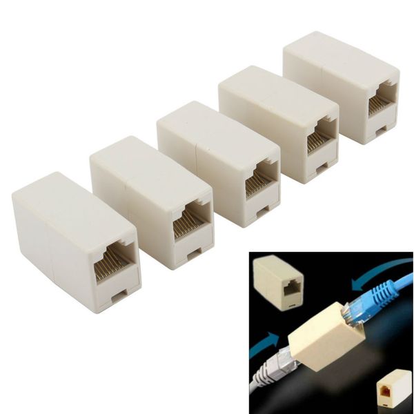 Freeshipping 50 pz / lotto Connettore accoppiatore cavo Lan Ethernet Newtwork di alta qualità RJ45 CAT 5 5E Extender Plug