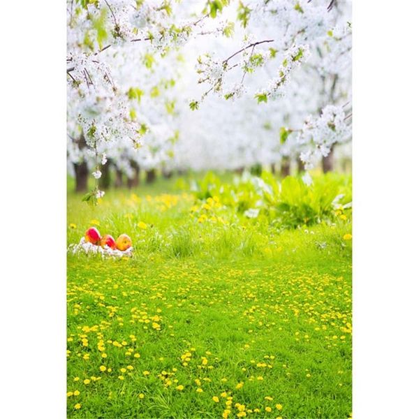 Sfondo in vinile per prateria verde per fotografia Sfondo di fiori primaverili 5x7ft Bambini Puntelli per decorazioni fotografiche per neonati