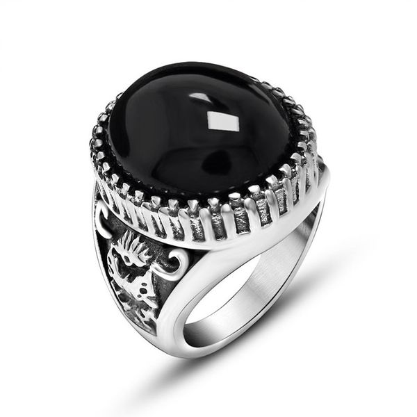 

европа и соединенные штаты ретро рельеф животных красный и черный агат властный мужской кольцо тонкой титановой стали мужские кольца кольцо, Golden;silver