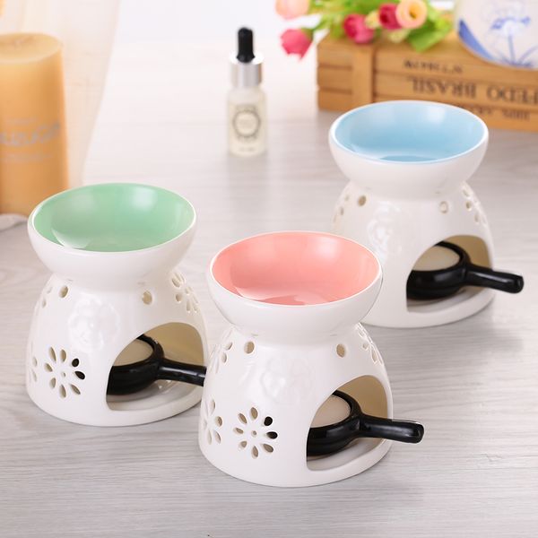 

wholesale- fragrance lamp holder furnace incense censer lights classic pink glaze ceramic oil burner candle home decor
