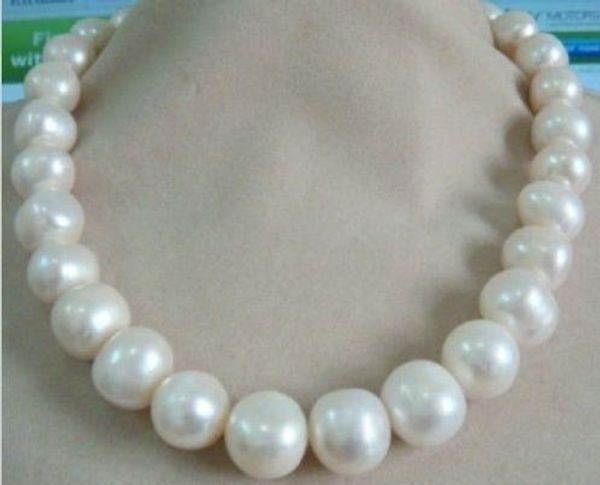 

huge 11-13mm south sea genuine white pearl necklace 14k, Silver