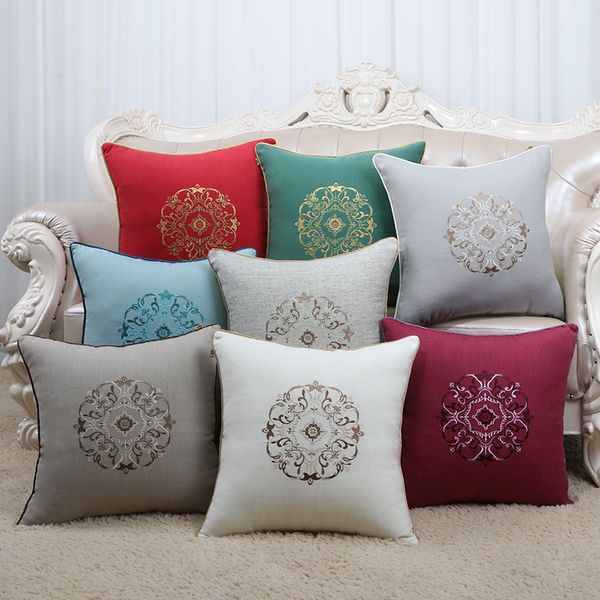 

chinese embroidery linen cushion cover christmas pillow covers decorative sofa chair lumbar support cushion cotton linen pillow case