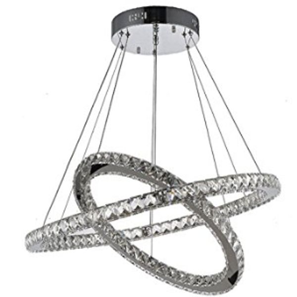 2020 Led 2 Hoops Chrome Ceiling Pendant Light Fitting Frosted