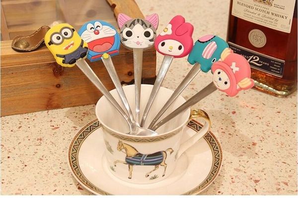 

20pcs/lot special creative cartoon pvc soft spoon lovely multifunctional spoon 11*3cm send randomly silicon handle drop shipping