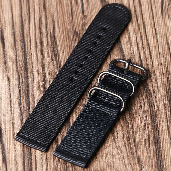 

wholesale-fashion black canvas watch band strap 20/22mm men male with gray rings bd0137, Black;brown