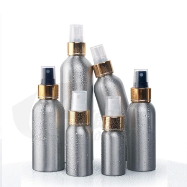 Bottiglie di alluminio vuote da 100 ml all'ingrosso con pompa a spruzzo, flaconi spray da 3,5 once 20 pz / lotto