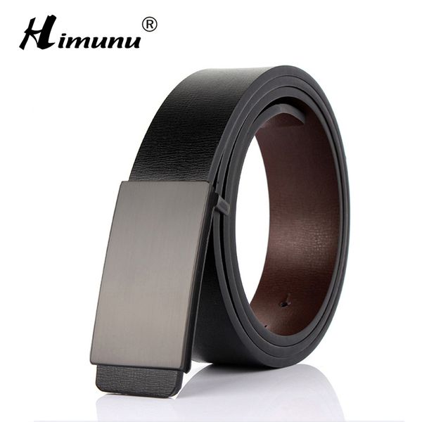 

wholesale- himunu business men belt fashion smooth buckle belt for men design belts men genuine leather belts, Black;brown