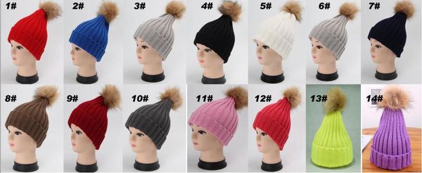 

взрослый зимняя мода шапочка классический плотный вязаный мех pom poms hat женщины cap зимняя шапочка головной убор головной убор headdress, Yellow