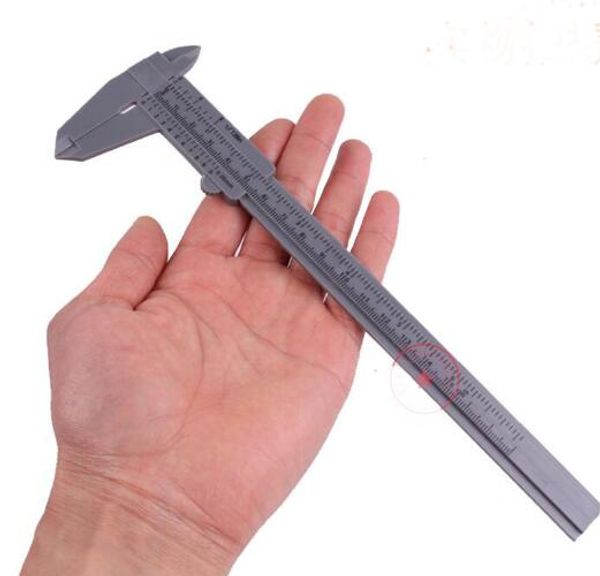 

plastic 150mm mini plastic sliding vernier caliper gauge measure tool ruler white gray random color ing