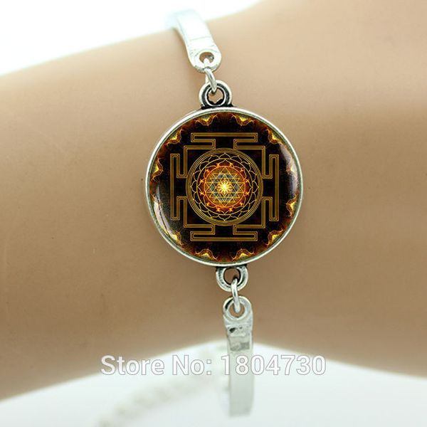 

wholesale- sacred geometry jewelry india mandala bracelet yoga bracelet sri yantra spiritual silver bracelet buddhist women jewelry ma23, Golden;silver
