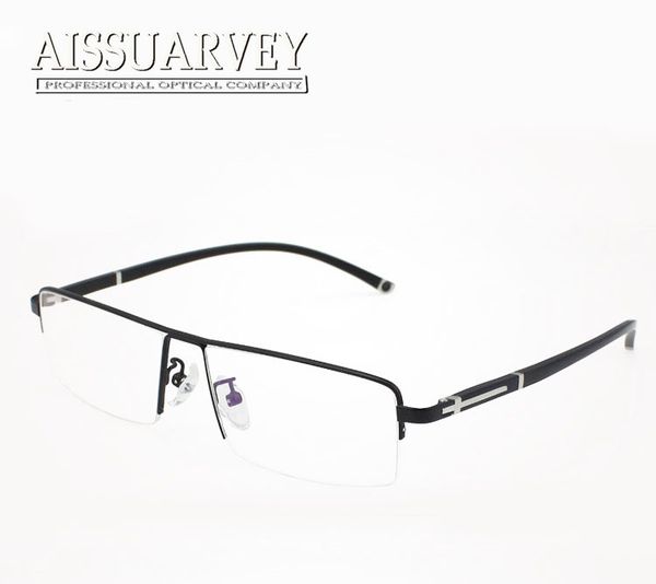 

wholesale- men glasses frame optical half rim titanium alloy plastic prescription eyeglasses handsome business light brand designer new, Silver