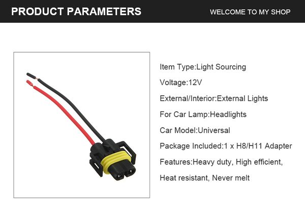 h8 h11 female adapter wiring harness socket car auto wire connector cable plug for hid led headlight fog light lamp bulb led light cars led light for hid headlight relay wiring diagram male female hid xenon wire harness