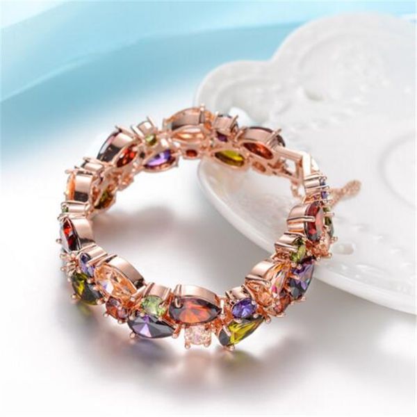 

crystal bracelet bangle rhinestones multicolor bracelet for women cubic zircon diamond wedding jewelry christmas gift, Golden;silver