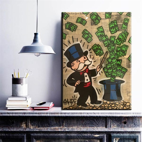 2019 Zz245 Alec Monopoly Money Cartoon American Style Canvas Unframed Frameless Spray Oil Painting On The Wall From Lisaart 11 39 Dhgate Com