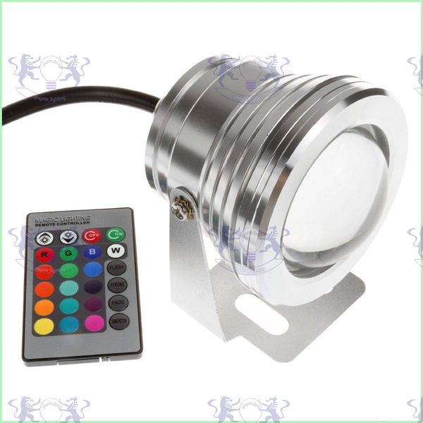 

10 вт rgb прожектор подводный светодиодный прожектор бассейн открытый водонепроницаемый освещение пейзаж лампа круглый dc 12 в + пульт диста