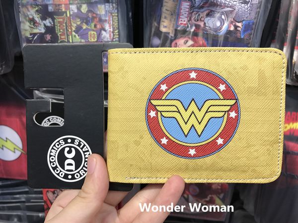 

dc marvel comics wonder woman anime cartoon wallet leather pu color purse, Red;black