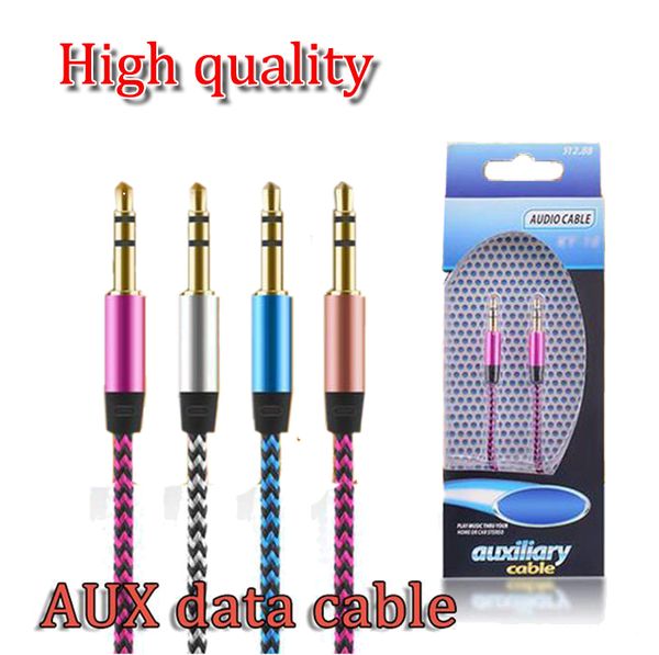 

new 3.5mm aux audio cables male to male stereo car extension aux cable for mp3 for phone 10 colors with retail package