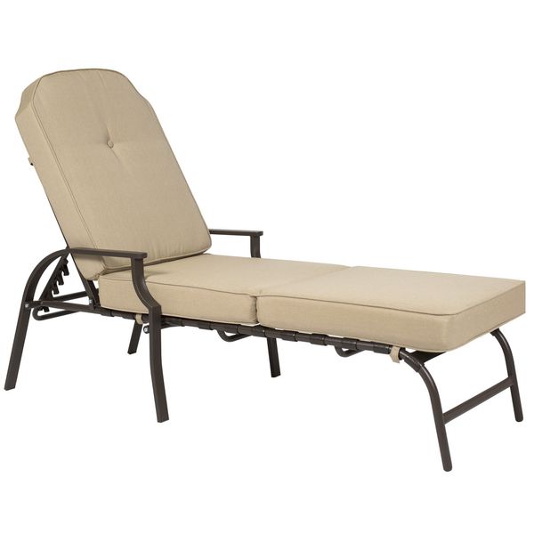 

Choice product outdoor chai e lounge chair w cu hion pool patio furniture