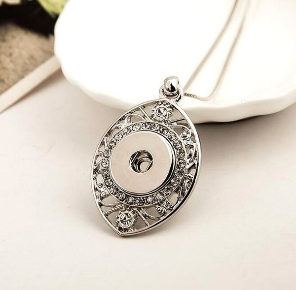 

20pcs crystal retro flowers necklaces 18mm noosa chunk ginger snap buttons for necklace diy snap jewelry pendant necklaces 2017, Silver