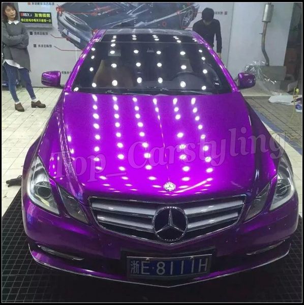 

Purple glo candy vinyl car wrap film with air channel metallic violet ticker car tyling foile ize 1 52x20m roll
