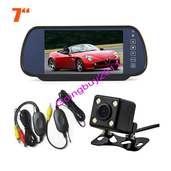 

4 led car rear view wireless reverse camera 170Âº + 7" lcd monitor mirror kit waterproof ing