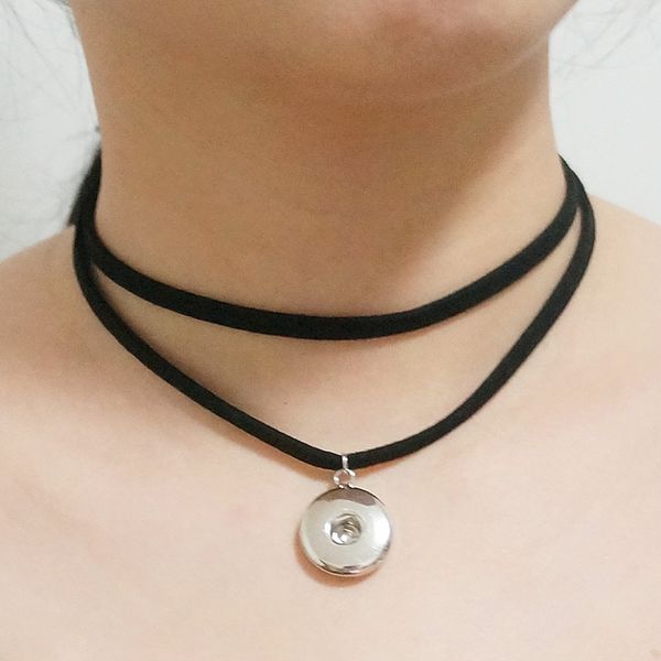 Großhandel - Modekette DJ0101 Punk-Gothic-Halsband aus Leder mit Funky-Charme-Druckknöpfen für Halskette mit 18-mm-Knöpfen, Druckknopf-Schmuck, Karabinerverschluss