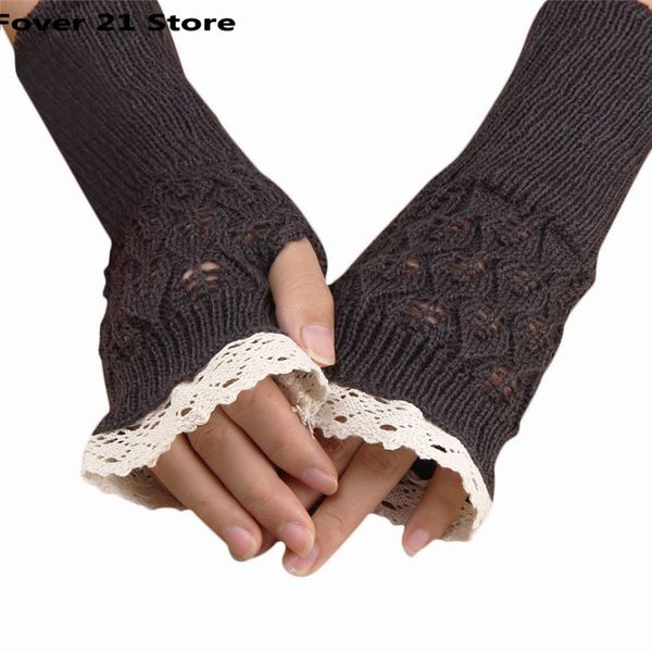 

wholesale- 2016 fashion knitted openwork lace gloves for women girls fress shipping wholesale, Blue;gray