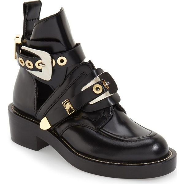 

Blogger favorite black cut out woman motorcycle boot riding hoe low heel leather military tyle buckle trap ankle motorcycle boot hoe