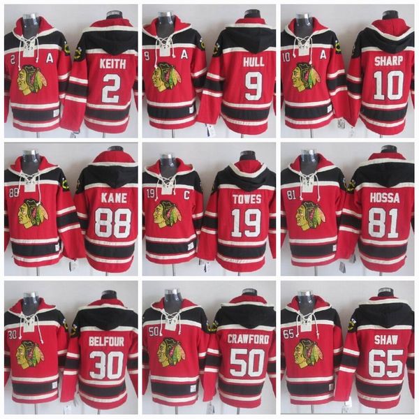 

Chicago Blackhawks Hockey Hoodies 19 Jonathan Toews 88 Patrick Kane 2 Duncan Keith 9 Bobby Hull 50 Corey Crawford 65 shaw Hoodie Jerseys