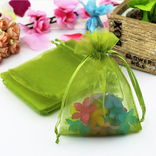 

small jewelry necklace earrings packaging bags wholesale 100pcs olive green 7*9cm fabric organza pouches wedding gift bags supply brand logo, Pink;blue