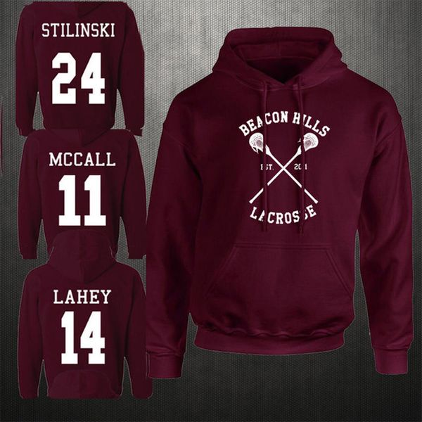 

wholesale- fashion men's women beacon hills lacrosse hoodie teen wolf mccall stilinski lahey sweatshirt, Black