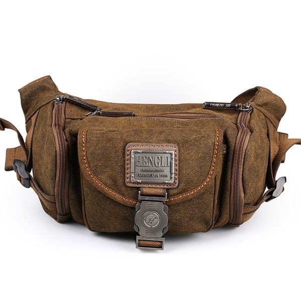 

ruil retro canvas waist bag men fashion multi-functional pockets leisure travel phone bag toolkit vintage package
