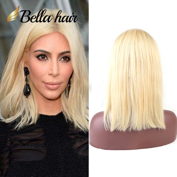 SALE 613 Perücke Echthaar Bob Perücken Volle Spitze Blond Kann gefärbt werden Kurzer Schnitt Natürlich Gerade 10 Zoll 12 Zoll BellaHair